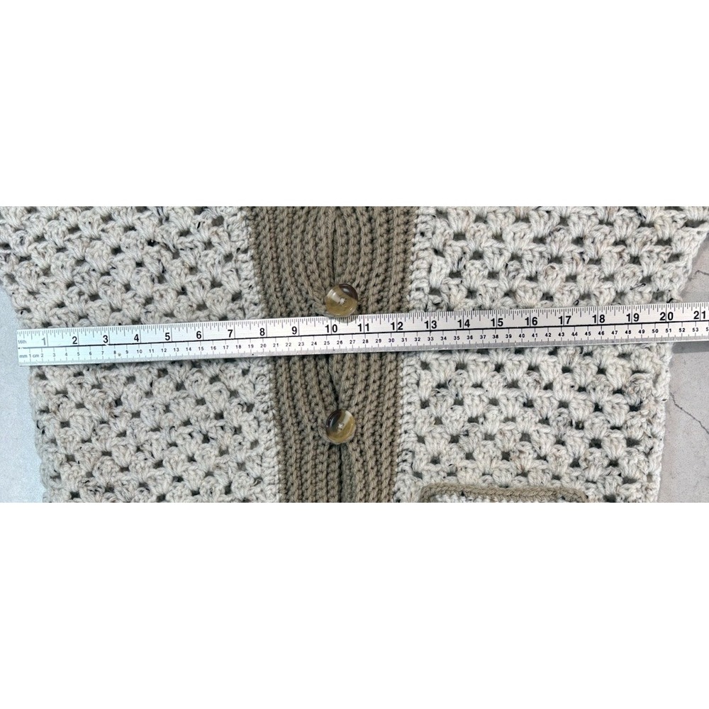 Handmade Crochet Hexagon Cardigan Sweater Unisex M/L Granny Square Pockets Boho - Picture 4 of 6